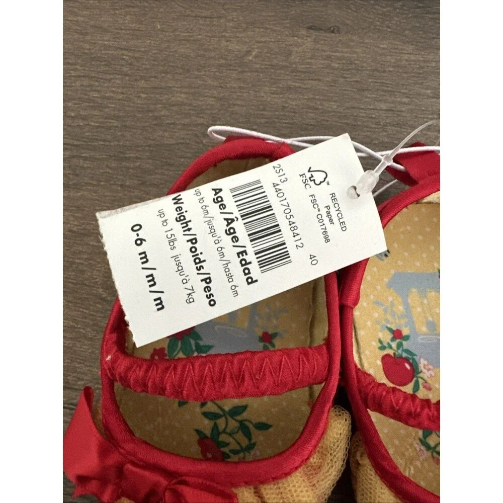 Disneyland Snow White Baby Crib Shoes Red Girls 0-6 Months